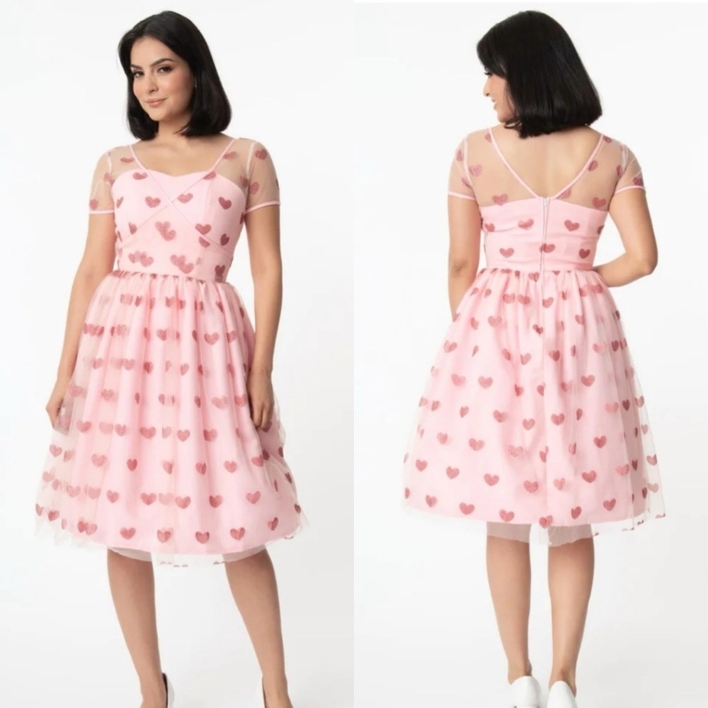 Valentines Day Magnolia Place Light Pink & Sparkling Hearts Dorothy Swing Dress